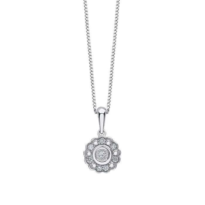 Bezel Set Diamond Cluster Pendant in 9ct White Gold gp2352, featuring a stunning cluster of bezel-set diamonds in a sleek white gold setting, perfect for adding elegance and brilliance to any jewelry collection.