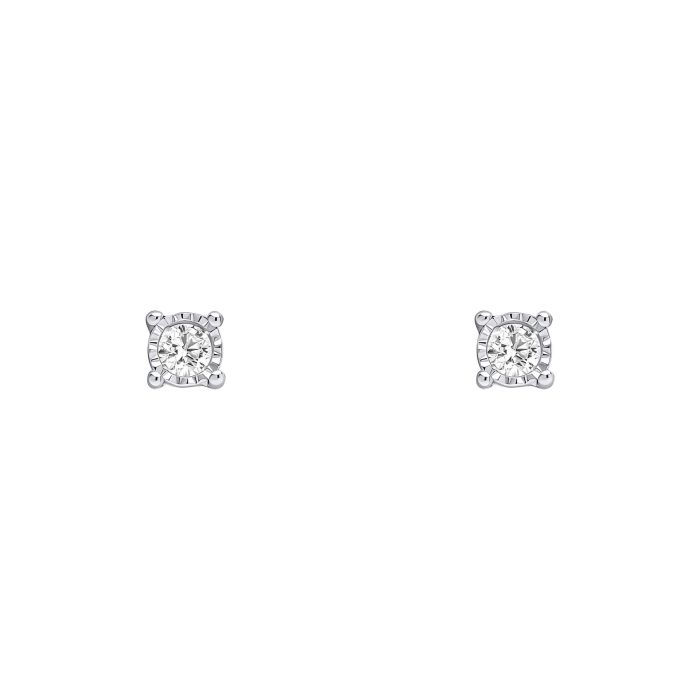 Mini White Gold Diamond Stud Earrings on a white background