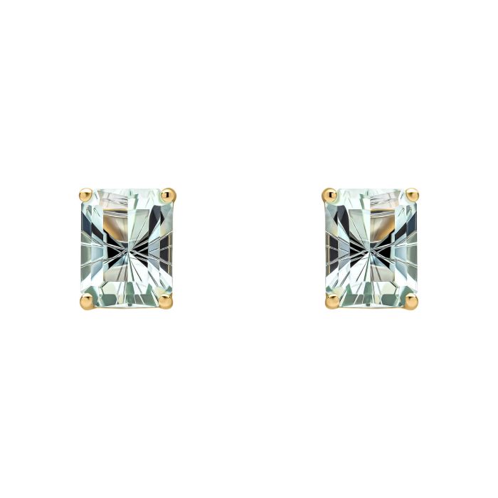 Octagonal Fancy Cut Amethyst Stud Earrings in 9ct Gold ge2485g on a white background, featuring striking octagonal-cut amethyst gemstones set in polished 9ct gold, perfect for adding elegance and sophistication to any jewelry collection.