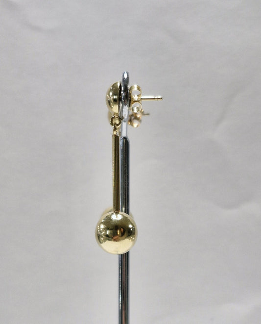 Preloved 9ct Gold ball drop stud Earrings, elegant and timeless design, perfect for stylish and sustainable jewelry choices.