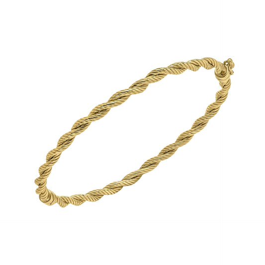 9ct Gold Rope Twist Bangle on white background 