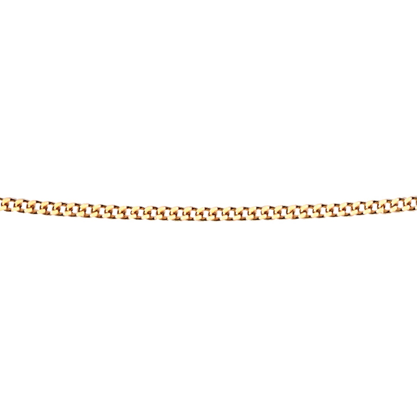 9ct gold diamond cut curb chain on white background