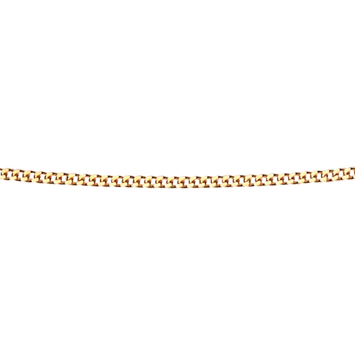 9ct gold diamond cut curb chain on white background