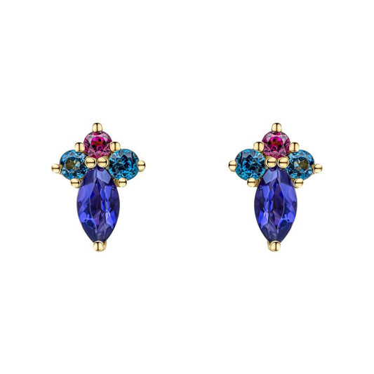 Barcelona Cluster Stud Earrings in 9ct White Gold ge2483, featuring a stunning cluster of sparkling gemstones set in polished 9ct white gold, perfect for adding elegance and sophistication to any jewelry collection.