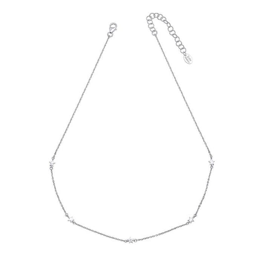 Children’s Star Station Necklace with Diamond n4622 on a white background, featuring a delicate star-themed design with sparkling diamond accents set in polished silver, perfect as a timeless and elegant jewelry piece for kids.