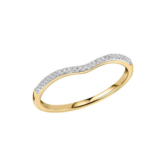 Diamond Set V Shaped Gold Ring