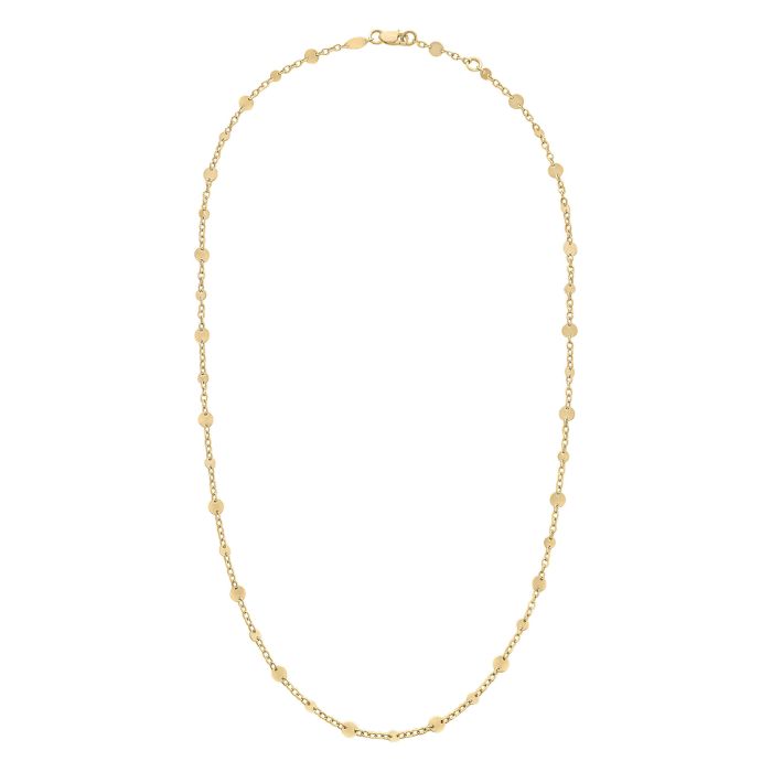 Discs and Chain Necklace in 9ct Gold gn394 on a white background, featuring a sleek chain with decorative discs, perfect for elegant accessories and versatile everyday wear.