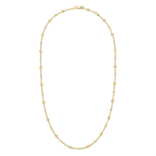 Discs and Chain Necklace in 9ct Gold gn394 on a white background, featuring a sleek chain with decorative discs, perfect for elegant accessories and versatile everyday wear.