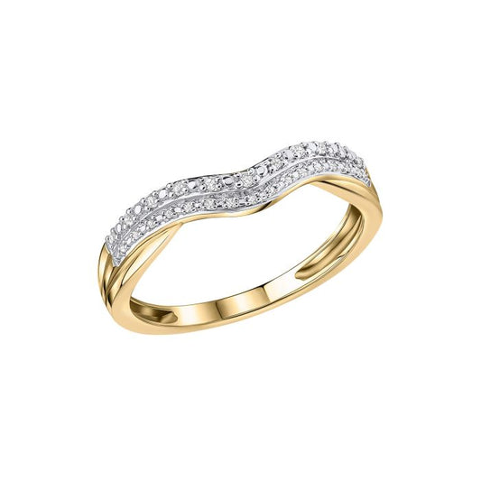 Double Wave Diamond Set Gold Ring