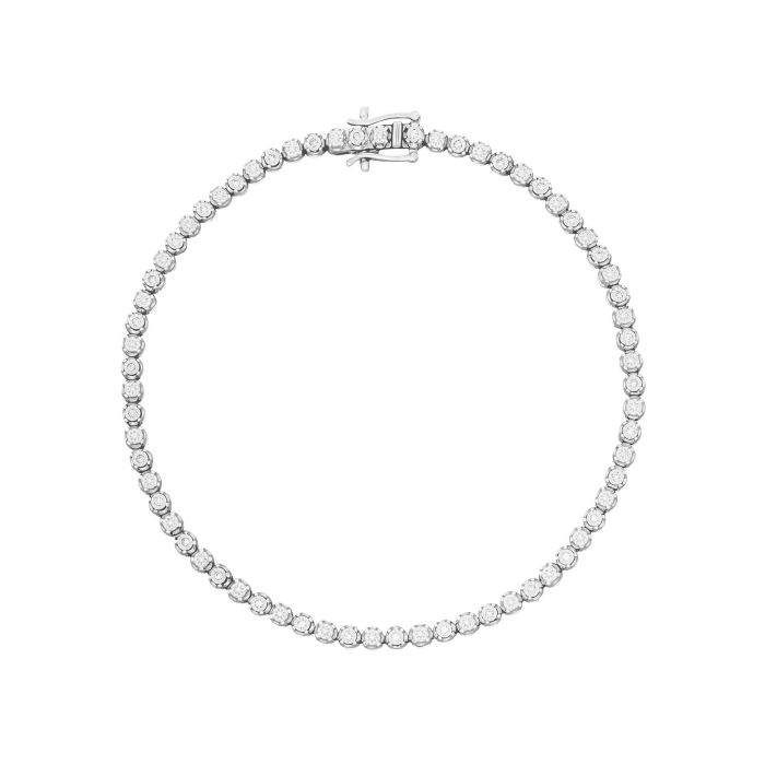 Elegant Mini Diamond and White Gold Tennis Bracelet on a white background