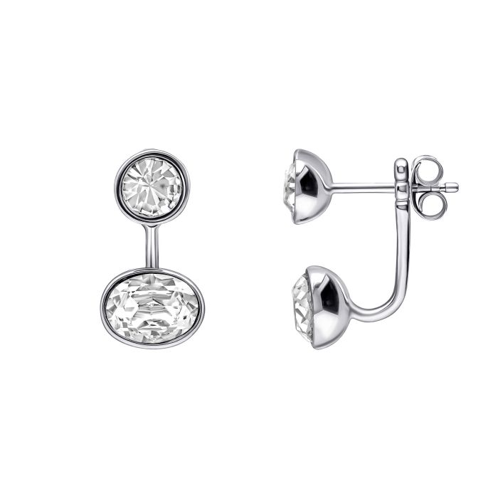 Fiorelli Front and Back Earrings with Oval and Round Crystal Shapes e6462c on a white background, featuring a versatile design with sparkling oval and round crystals, perfect for customizable and elegant jewelry styling.