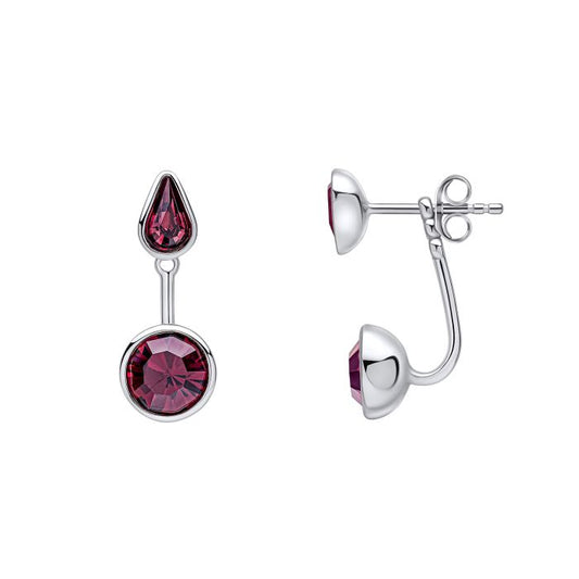 Silver Fiorelli Front and Back Earrings with Pear and Round Crystal Shapes e6507m white background