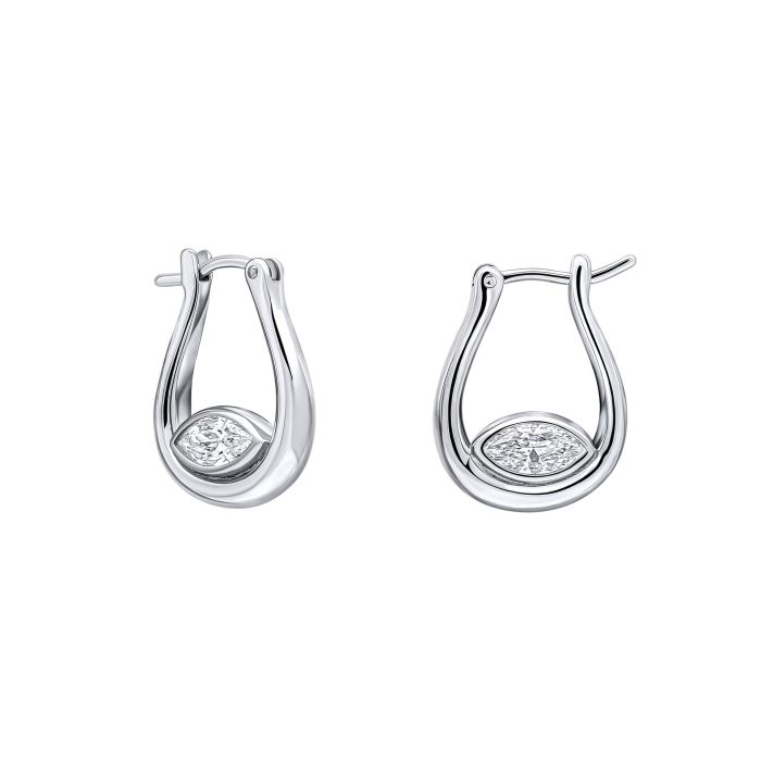 Fiorelli Nestled Cubic Zirconia Hoop Earrings e6453c on white background featuring a sleek hoop design with sparkling cubic zirconia accents, perfect for adding elegance and shine to any outfit.
