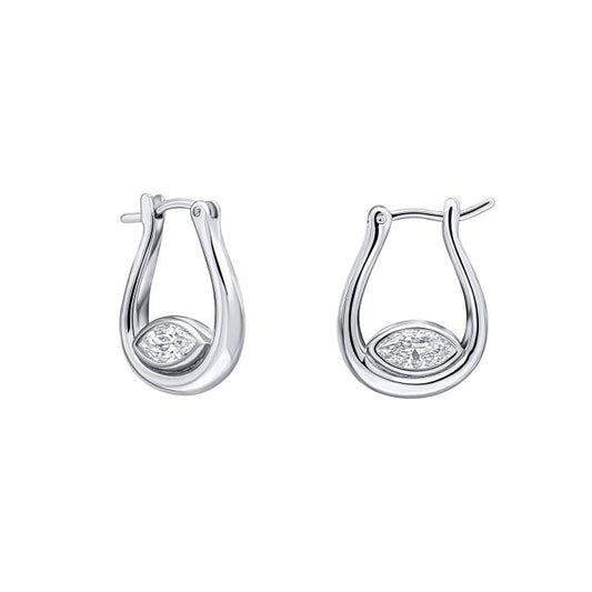 Fiorelli Nestled Cubic Zirconia Hoop Earrings e6453c on white background featuring a sleek hoop design with sparkling cubic zirconia accents, perfect for adding elegance and shine to any outfit.
