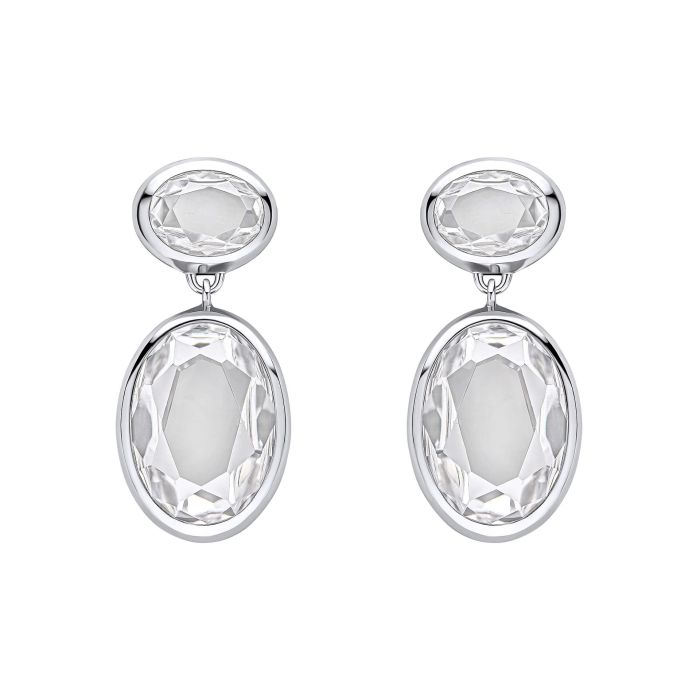 Fiorelli Show Stopper Oval Drop Earrings e6506c on a white background, featuring a bold and elegant oval drop design with sparkling cubic zirconia accents, perfect for making a statement with modern sophistication.