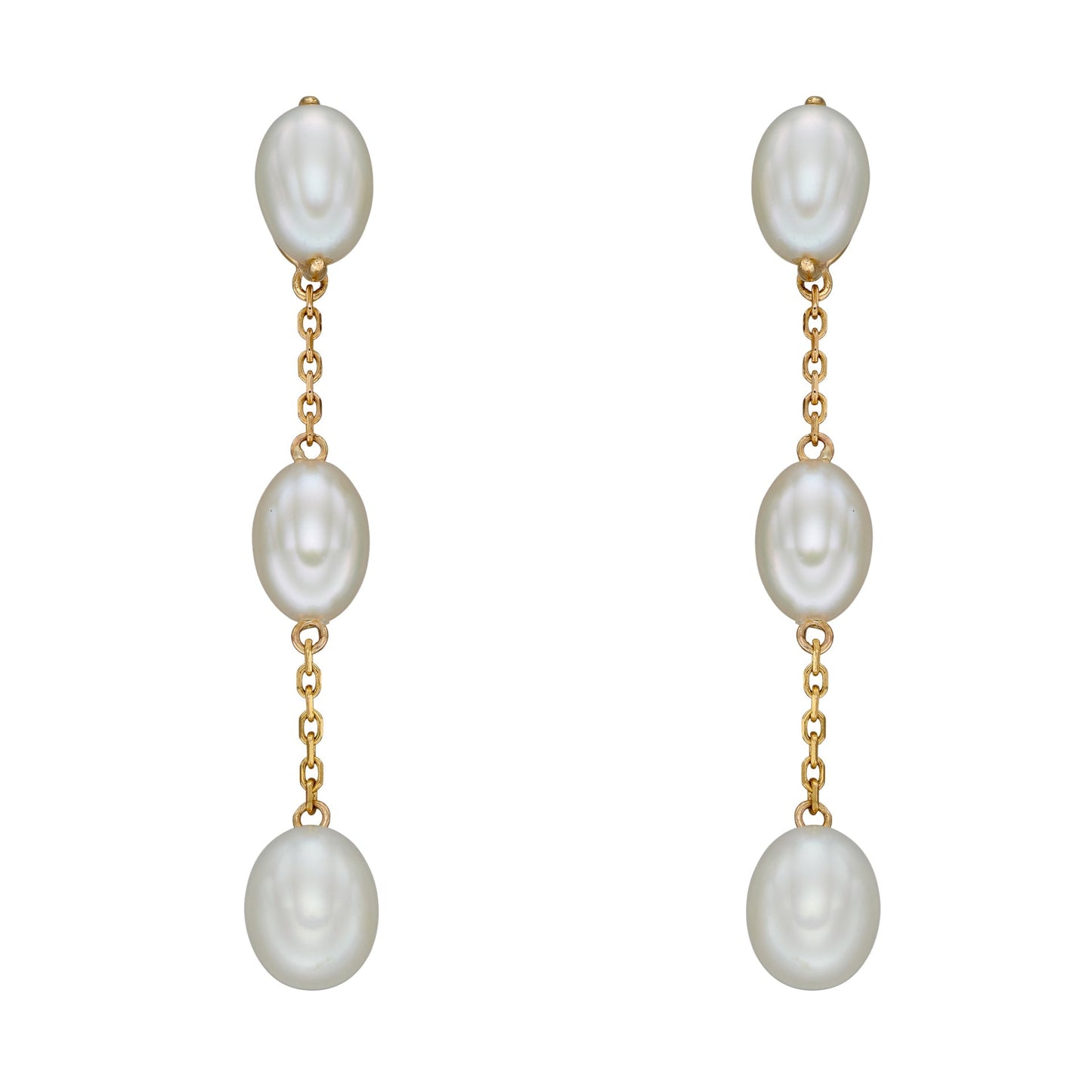 Freshwater Pearl Tier Drop Earrings on white background