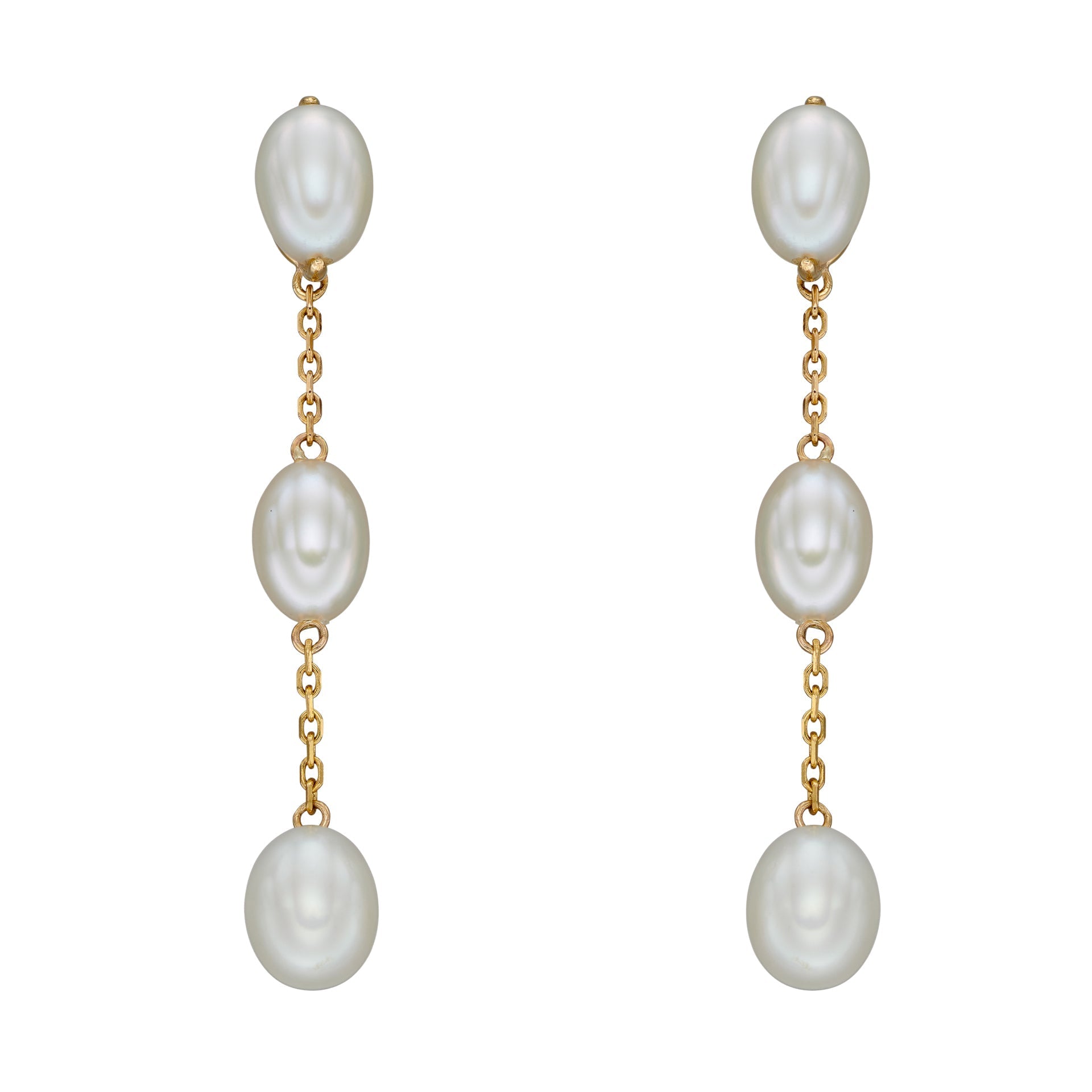 Freshwater Pearl Tier Drop Earrings on white background