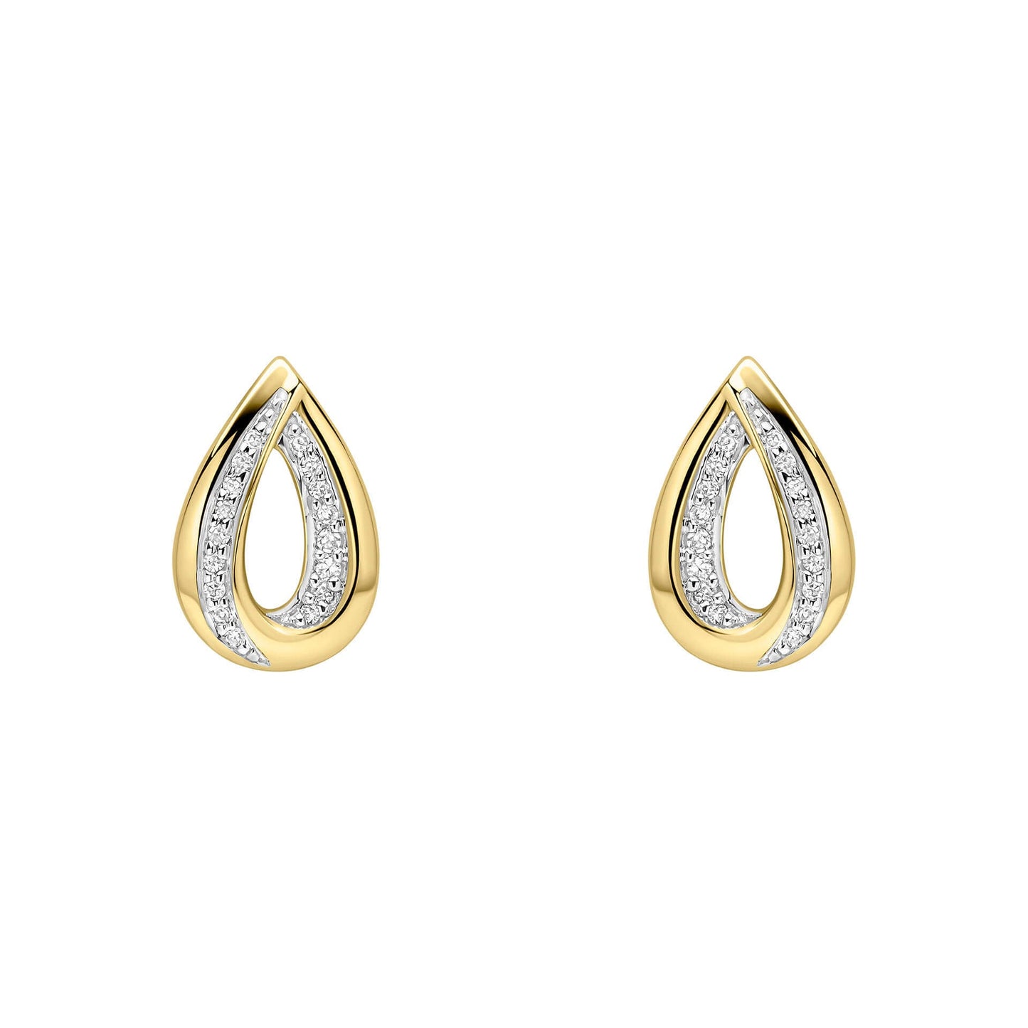 Gold Cut Out Diamond Teardrop Stud Earrings