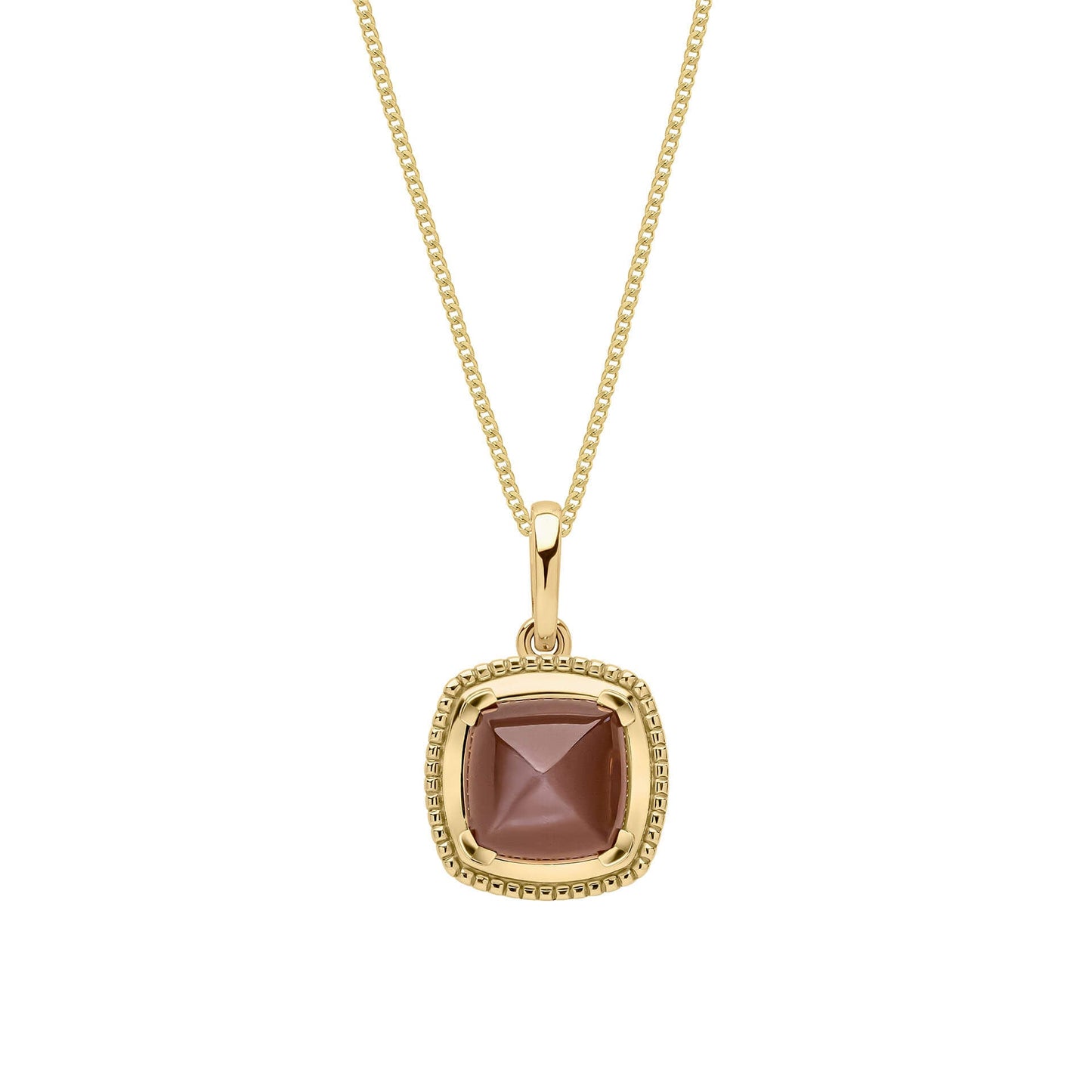 Gold Sugarloaf Cut Chocolate Moonstone Pendant