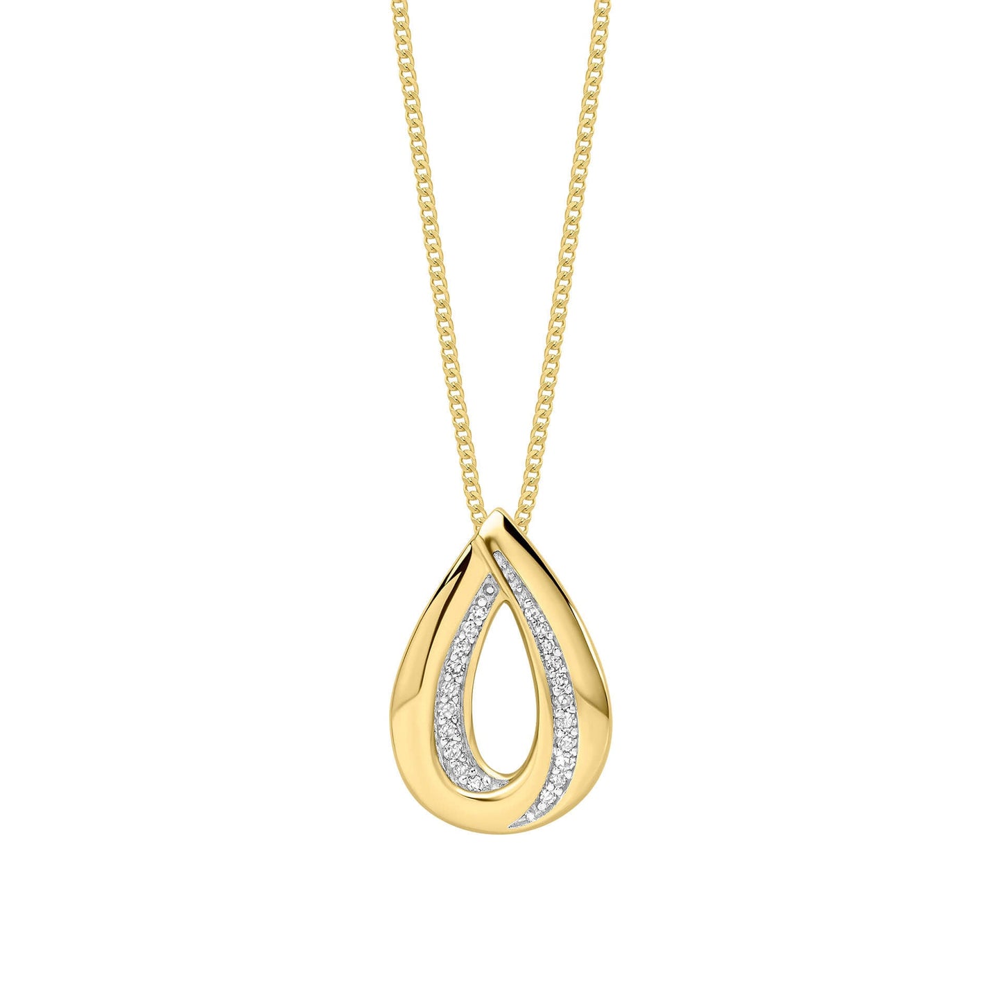 Gold Cut Out Diamond Teardrop Pendant
