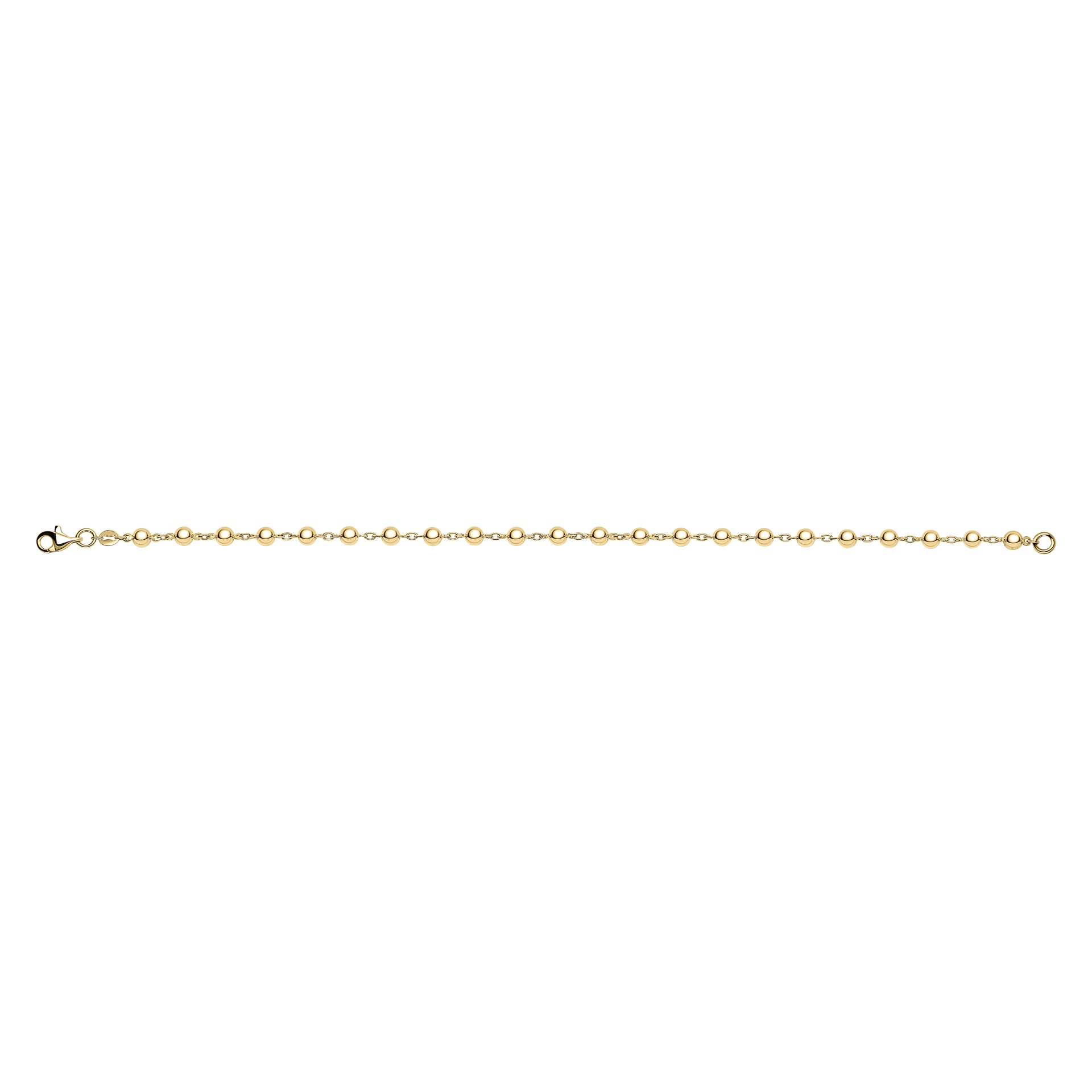 Gold Ball Chain Bracelet laid out flat on white background