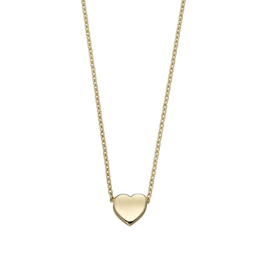Gold Small Heart necklace white background 