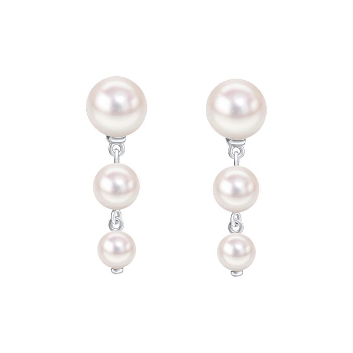Pair of Gradient Freshwater Pearl Drop Earrings on a white background