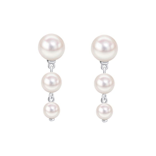 Pair of Gradient Freshwater Pearl Drop Earrings on a white background