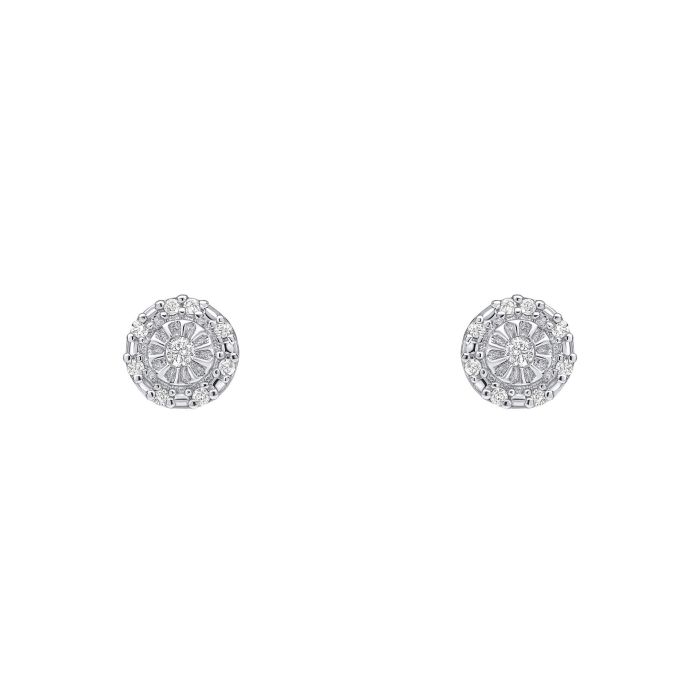 Boucles d'oreilles à tige en or blanc avec diamants Halo