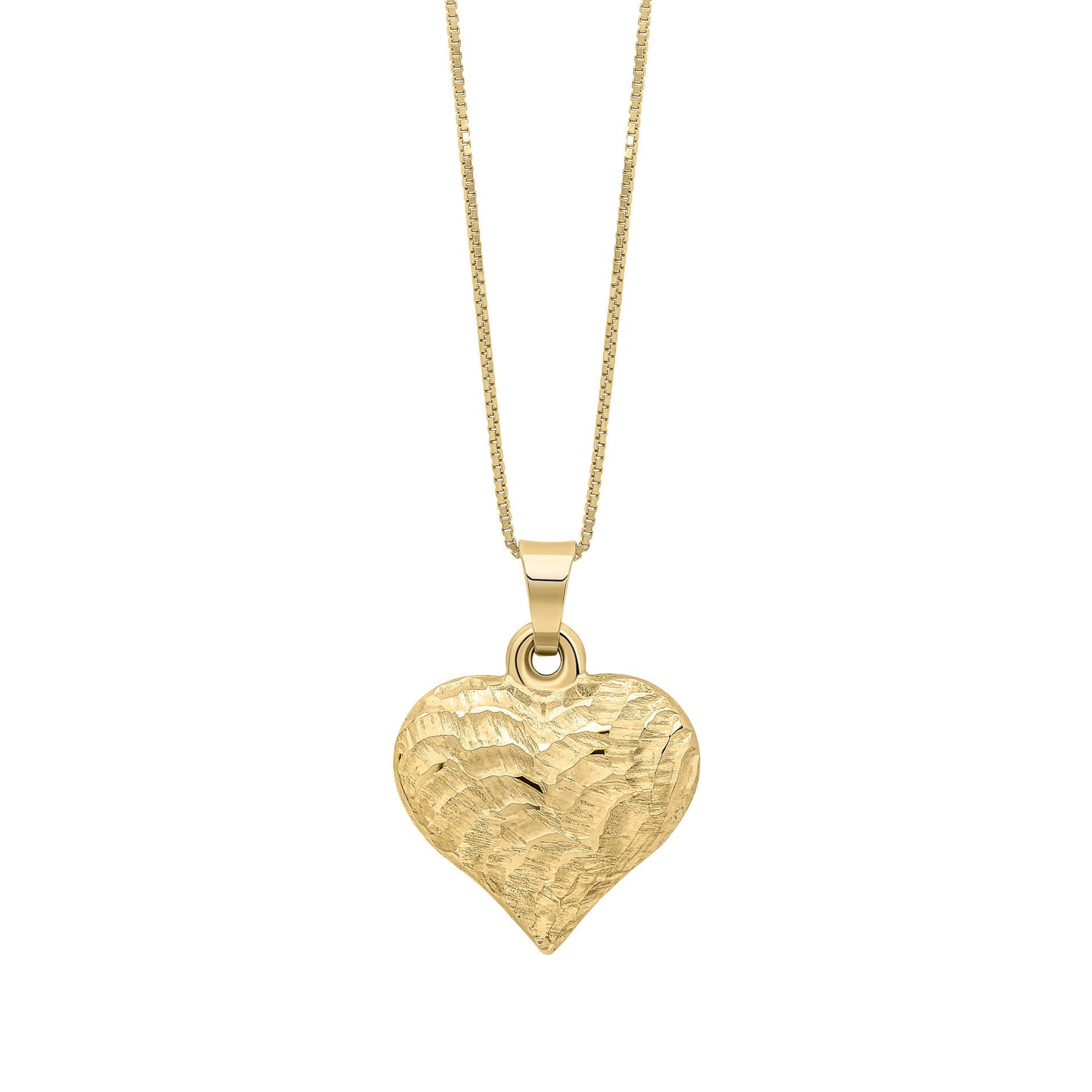 Heart Ripple Texture Pendant Gold Necklace on white background 