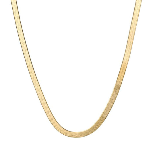 Herringbone Chain Necklace in 9ct Gold gn377 on a white background, featuring a sleek, elegant herringbone design, ideal for stylish everyday wear and sophisticated occasions.