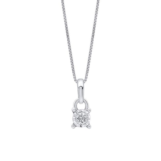 Collier Mini Diamant Or Blanc