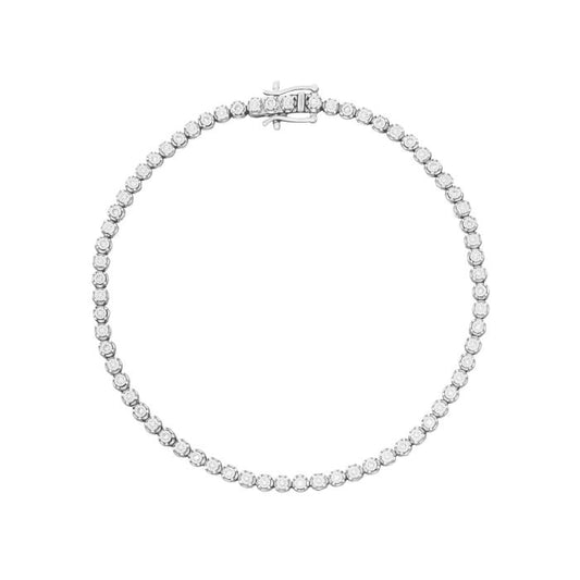 Mini Diamond Set White Gold Tennis Bracelet