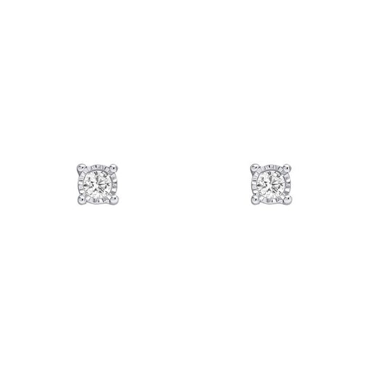 Mini White Gold Diamond Stud Earrings on a white background