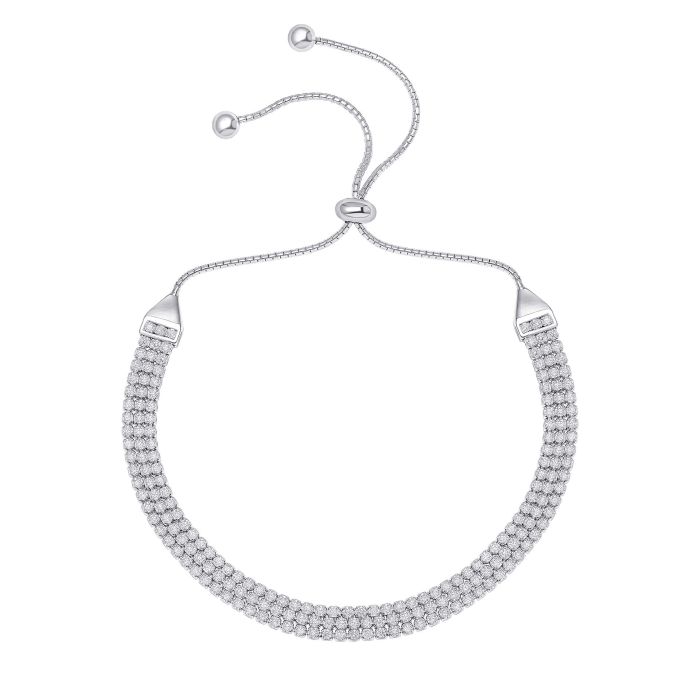 Multi Strand Cup Chain Silver bracelet on a white background