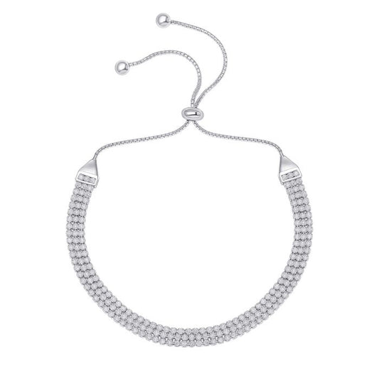 Multi Strand Cup Chain Silver bracelet on a white background