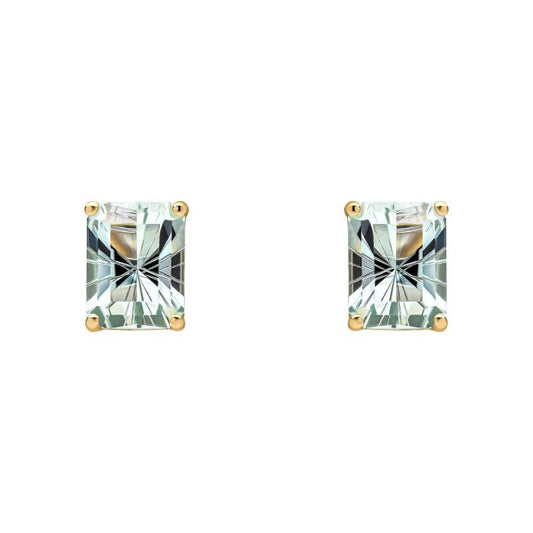  Octagonal Fancy Cut Amethyst Stud Earrings in 9ct Gold ge2485g on a white background, featuring striking octagonal-cut amethyst gemstones set in polished 9ct gold, perfect for adding elegance and sophistication to any jewelry collection.