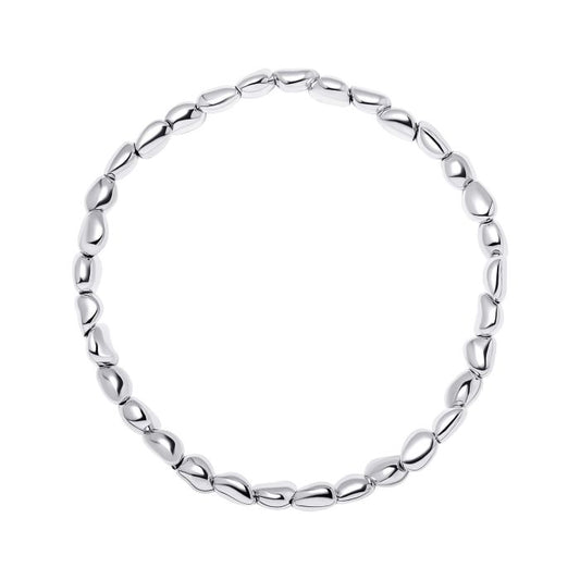 Organic Bead Stretch silver Bracelet on a white background