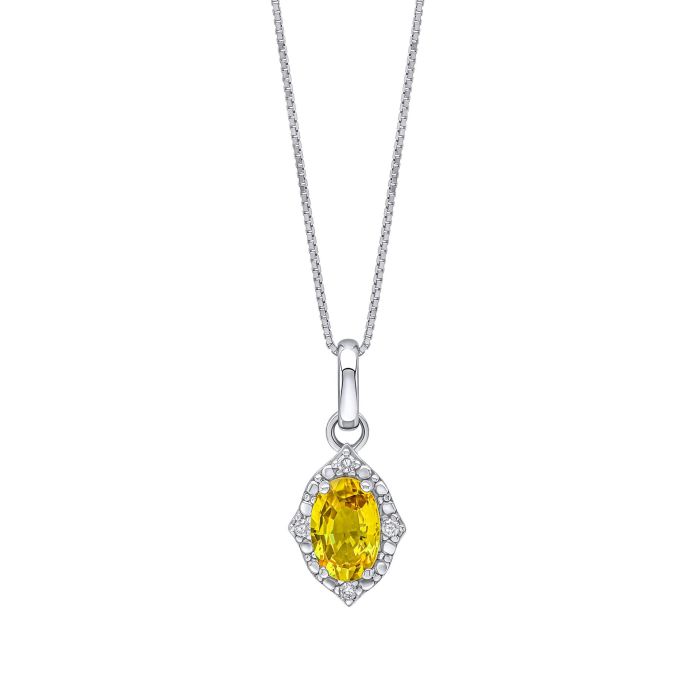 Oval Sapphire and Diamond Pendant in 9ct Gold gp2366y on a white background, featuring a deep blue oval-cut sapphire surrounded by sparkling diamond accents set in polished 9ct gold, perfect for adding elegance and sophistication to any jewelry collection.