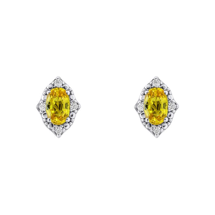 Oval Sapphire and Diamond Stud Earrings in 9ct Gold ge2490y, featuring deep blue oval-cut sapphires surrounded by sparkling diamond accents set in polished 9ct gold, perfect for adding elegance and sophistication to any jewelry collection.