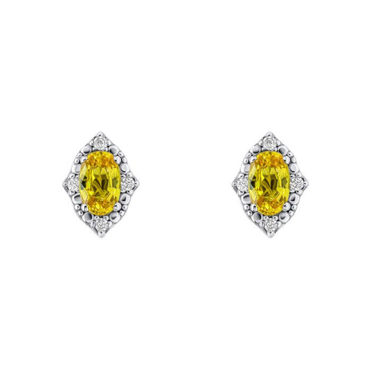 Oval Sapphire and Diamond Stud Earrings in 9ct Gold ge2490y, featuring deep blue oval-cut sapphires surrounded by sparkling diamond accents set in polished 9ct gold, perfect for adding elegance and sophistication to any jewelry collection.