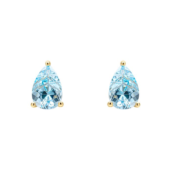 Pear Fancy Cut Topaz Gold Stud Earrings