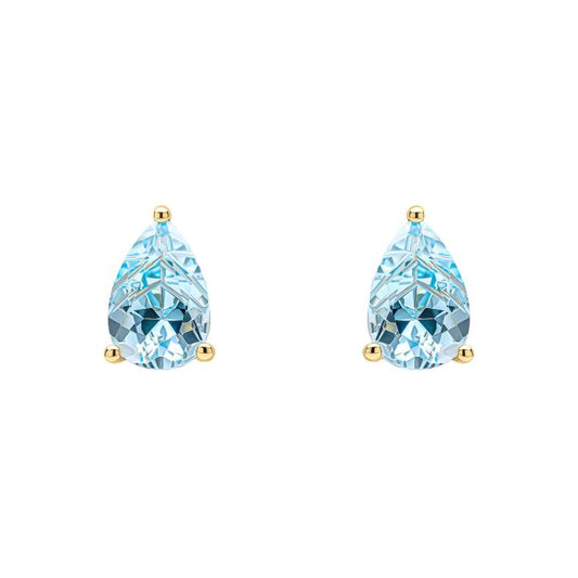 Pear Fancy Cut Topaz Gold Stud Earrings