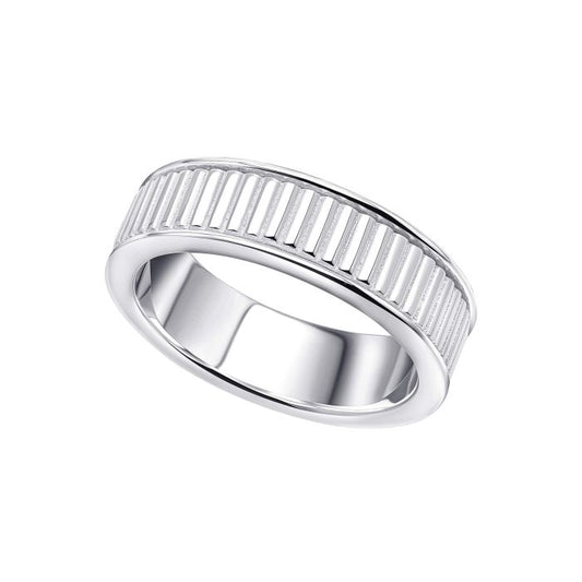 Bague Spinner en argent à nervures