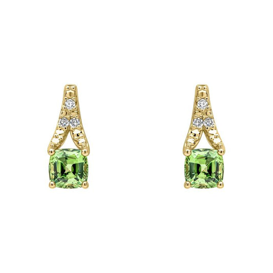Rose Cut Sapphire and Diamond Drop Earrings in 9ct Gold on a white background, featuring stunning rose-cut sapphires surrounded by sparkling diamonds set in polished 9ct gold, perfect for adding elegance and sophistication to any jewelry collection.