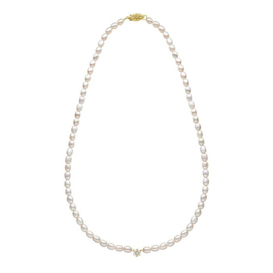 Seed Pearl and Flower Necklace in 9ct Gold gn410w, featuring delicate seed pearls arranged around a beautiful flower design set in polished 9ct gold, perfect for adding elegance and charm to any jewelry collection.
