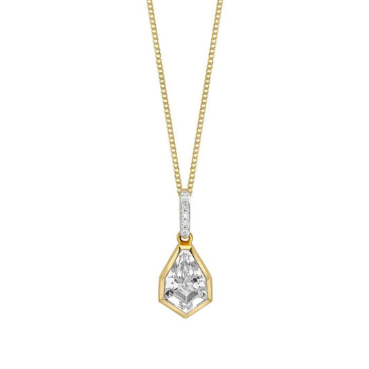 Shield Cut Topaz Gold Pendant Necklace