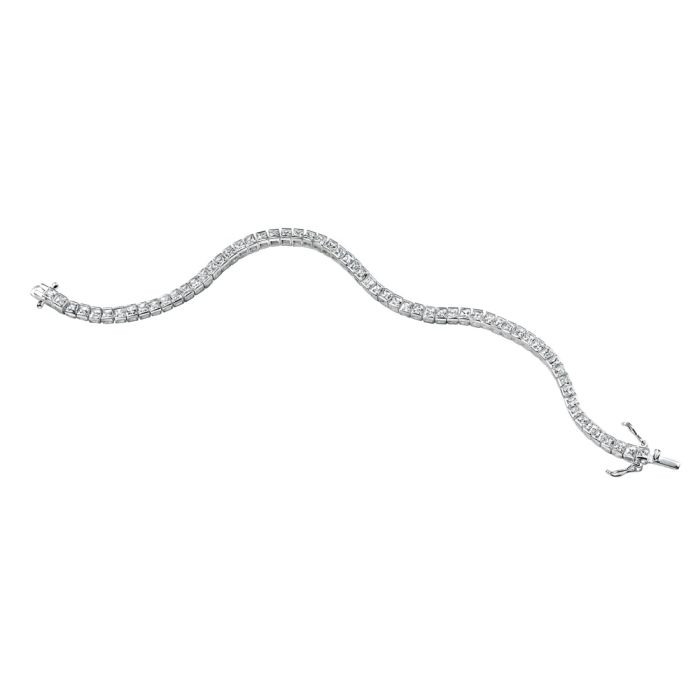 Square Tennis Bracelet with Cubic Zirconia on a white background