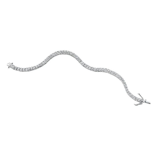 Square Tennis Bracelet with Cubic Zirconia on a white background