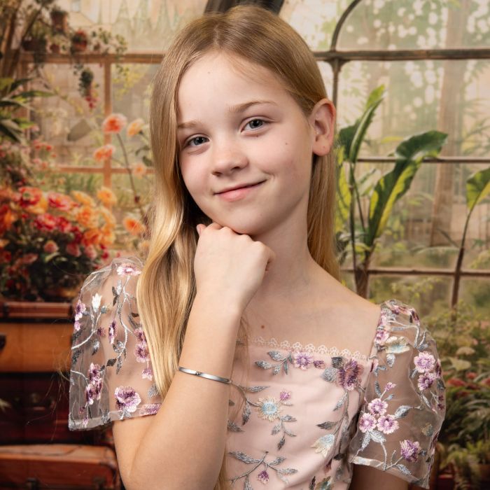 Heart Motif Hinged Maiden Sterling Silver Bangle with Diamond